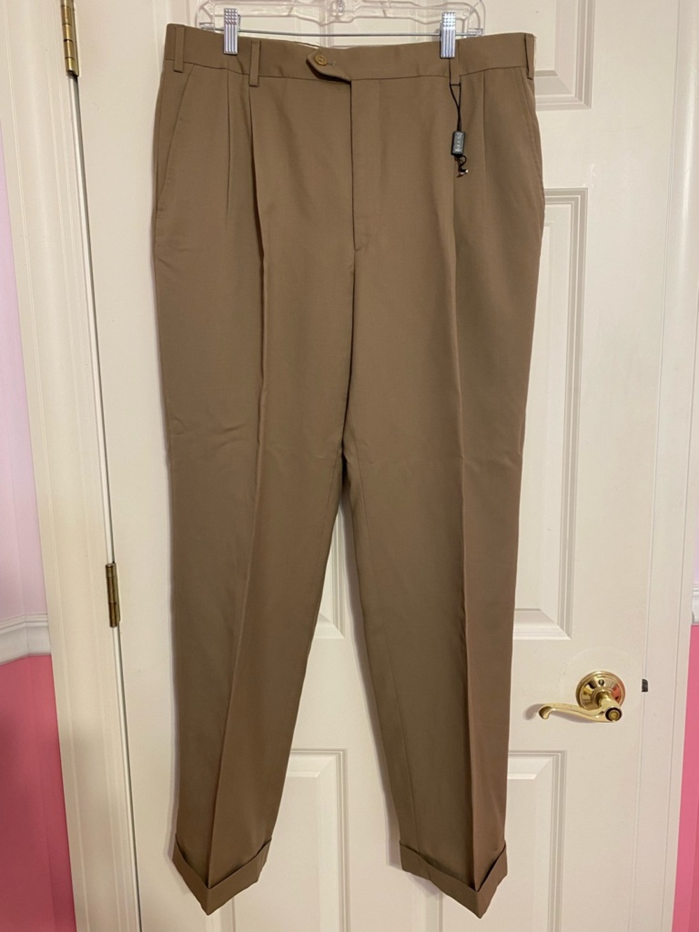 Kirkland Signature brown taupe wool mens dress pants, size 36 x 32